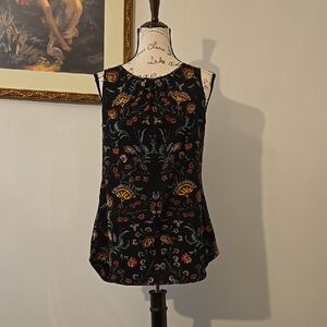 CAbi Floral Black Sleeveless Top